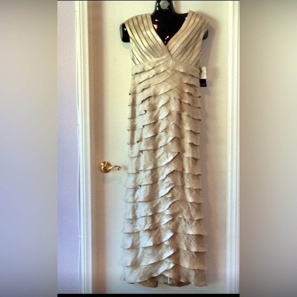 Mother-of-Bride,Wedding guest, Bridesmaid, Maxi Gold Shimmer tiered ruffle dress